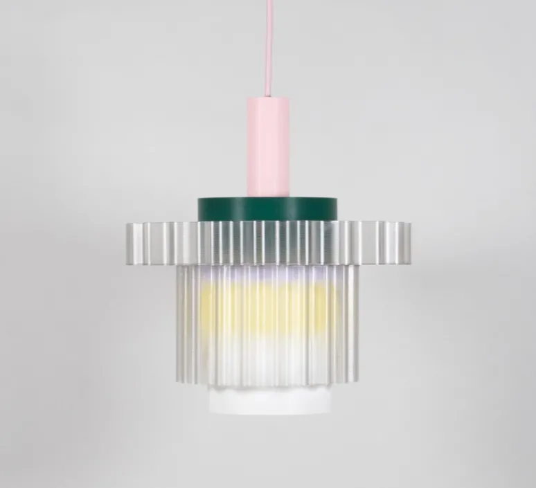 Suspension|Enfants*Warren & Laetitia Suspension, Gigi XL n°5, câble rose, jaune, lilas, vert, Ø28,5cm, H22,5cm - rose, jaune, lilas, vert, blanc
