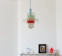 Suspension*Warren & Laetitia Suspension, Gigi XL n°5, câble bleu, pastel, Ø28,5cm, H22,5cm - multicolore