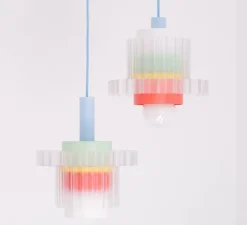 Suspension*Warren & Laetitia Suspension, Gigi XL n°5, câble bleu, pastel, Ø28,5cm, H22,5cm - multicolore