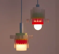 Suspension*Warren & Laetitia Suspension, Gigi XL n°5, câble bleu, pastel, Ø28,5cm, H22,5cm - multicolore