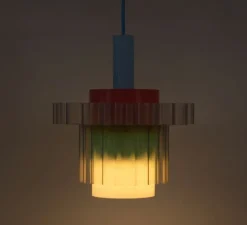 Suspension*Warren & Laetitia Suspension, Gigi XL n°5, câble bleu, pastel, Ø28,5cm, H22,5cm - multicolore