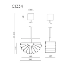 Suspension, Gina, C1334, vieil or, L20cm, H11cm - Aromas del Campo