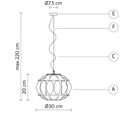 Suspension, Ginger ovale, verre fumé, Ø30cm, H20cm - Karman