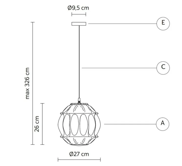Suspension, Ginger sphère, verre fumé, IP44, Ø27cm, H26cm - Karman