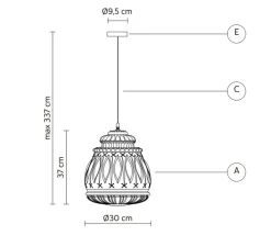Suspension*Karman Suspension, Ginger, , IP44, Ø30cm, H37cm - verre fumé