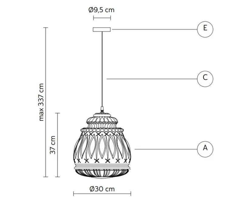 Suspension*Karman Suspension, Ginger, , IP44, Ø30cm, H37cm - verre fumé