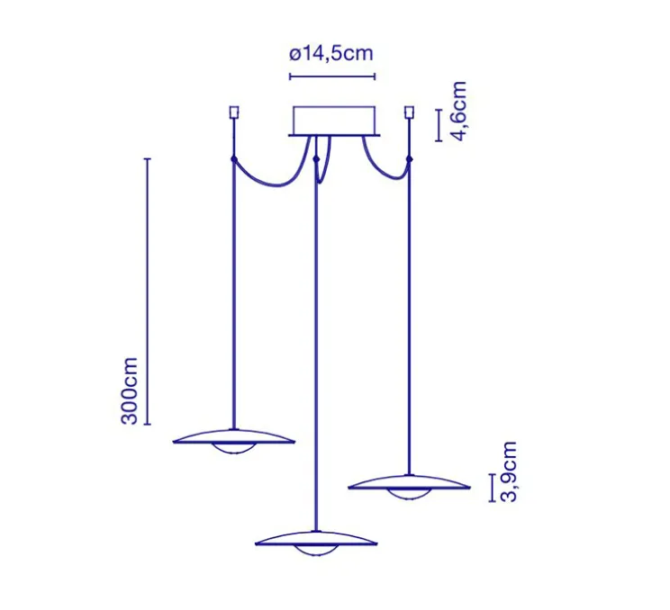 Suspension, Ginger 20x3, intérieur blanc, extérieur noir, LED, 2700K, 3x139lm, Ø20cm, H3,9cm - Marset