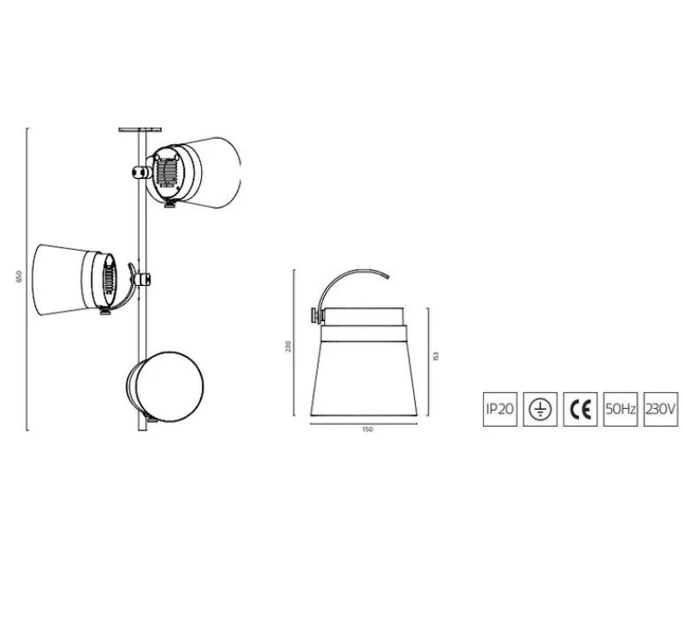 Suspension*Zero Suspension, Ginza vertical , , LED, 3000K, 620 lm, Ø15cm, H65cm - noir