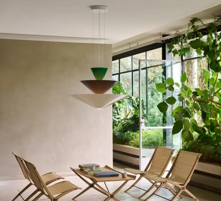 Suspension, Gio LN15, vert signal, bleu profond, blanc écru, LED, dim, 2600K, Ø92cm, H61cm - Andtradition