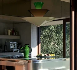 Suspension, Gio LN15, vert signal, bleu profond, blanc écru, LED, dim, 2600K, Ø92cm, H61cm - Andtradition