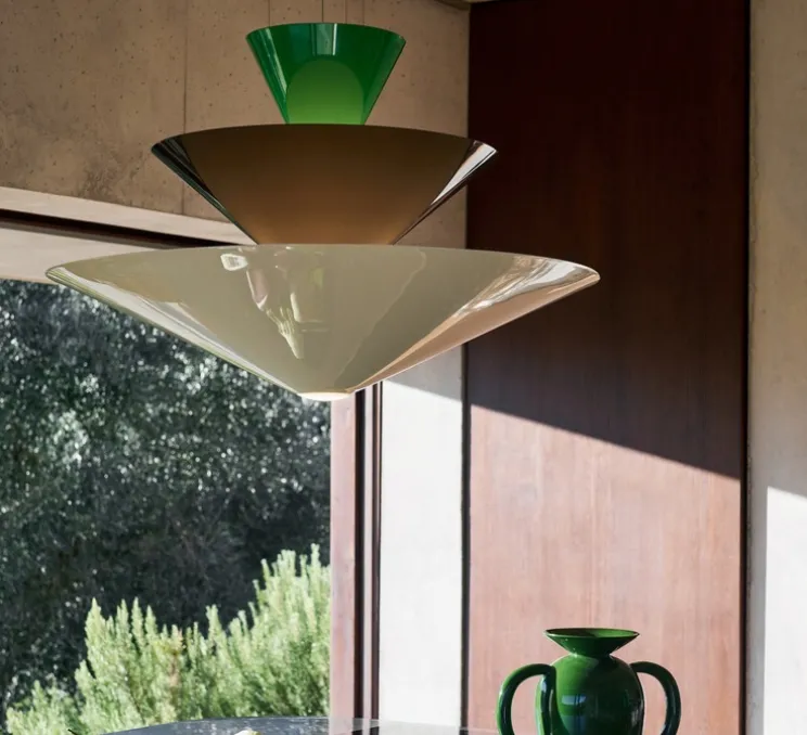 Suspension, Gio LN15, vert signal, bleu profond, blanc écru, LED, dim, 2600K, Ø92cm, H61cm - Andtradition