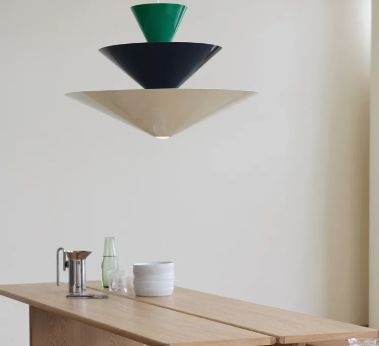 Suspension, Gio LN15, vert signal, bleu profond, blanc écru, LED, dim, 2600K, Ø92cm, H61cm - Andtradition