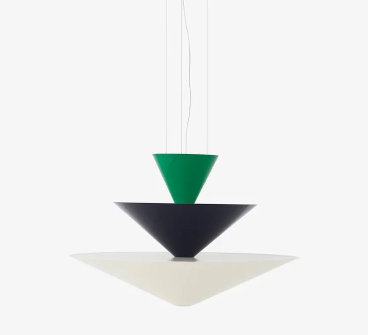Suspension, Gio LN15, vert signal, bleu profond, blanc écru, LED, dim, 2600K, Ø92cm, H61cm - Andtradition