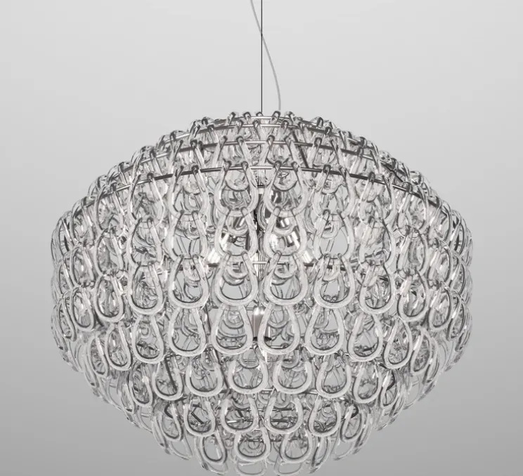 Suspension, Giogali SP85, transparent, chrome, Ø84cm, H68cm - Vistosi