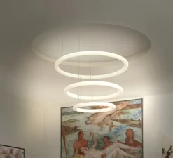 Suspension|Applique*Slide Suspension, Giotto, , LED, dim, 3000K, 1800lm, Ø80cm, H7cm - blanc