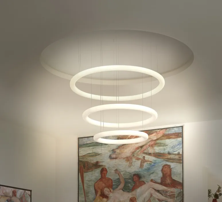 Suspension|Applique*Slide Suspension, Giotto, , LED, dim, 3000K, 1800lm, Ø80cm, H7cm - blanc