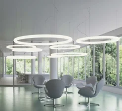 Suspension|Applique*Slide Suspension, Giotto, , LED, dim, 3000K, 1800lm, Ø80cm, H7cm - blanc