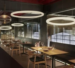 Suspension|Applique*Slide Suspension, Giotto, , LED, dim, 3000K, 1800lm, Ø80cm, H7cm - blanc