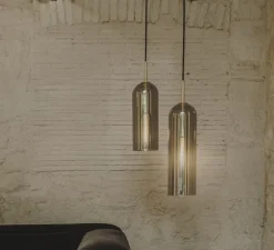 Suspension*LEDS C4 Suspension, Glam, verre noir fumé et or, Ø12cm, H38,5cm - noir et or