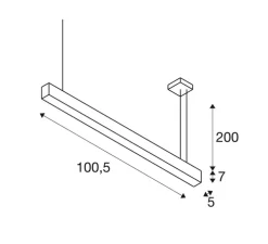 Suspension, Glenos, noir, LED, dim, 4000k, 3300 lm, L105cm, H7cm - Slv