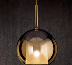 Suspension*Penta Suspension, Glo Maxi, finition , avec rosace noire, DALI, Ø55cm, H80cm - miroir 4ever