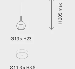 Suspension, Glo Mini, effet miroir doré, rosace blanche, on/off, câble de 2m, Ø13cm, H23cm - Penta