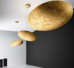 Suspension, Gong, feuille d'or, LED, 3000K, 5155lm, Ø60cm, H6,6cm - Panzeri