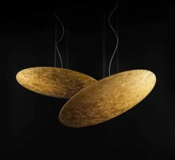 Suspension, Gong, feuille d'or, LED, 3000K, 5155lm, Ø60cm, H6,6cm - Panzeri