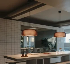 Suspension, Gong, terracotta, LED, dim, 2700K, 1166 lm, Ø61,2cm, H24,8cm - LEDS C4