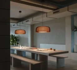 Suspension, Gong, terracotta, LED, dim, 2700K, 1166 lm, Ø61,2cm, H24,8cm - LEDS C4