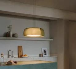 Suspension, Gong, vert, LED, dim, 2700K, 1166 lm, Ø61,2cm, H24,8cm - LEDS C4