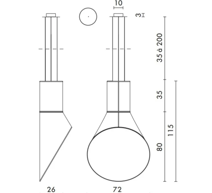 Suspension, Grand Cargo, noir, blanc, H115cm - Designheure