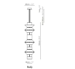 Suspension*DesignHeure Suspension, Grand Tower, blanc & noir, Ø40cm, H152cm - blanc & noir