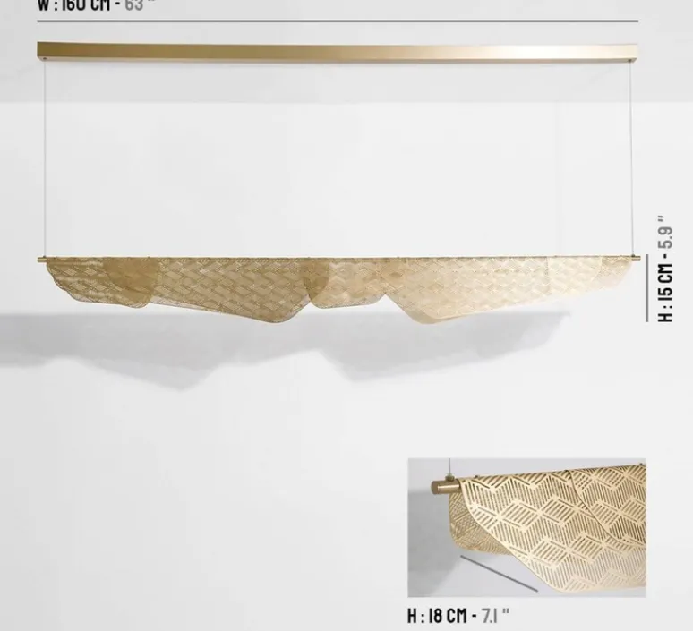 Suspension*Petite Friture Suspension, Grande Mediterranea, , LED, dim, 2700K, 1620 lm, L160cm, H15cm - laiton