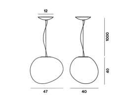 Suspension, Gregg Grande, câble 10m, blanc, L47cm, H40cm - Foscarini