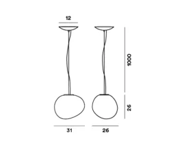 Suspension*Foscarini Suspension, Gregg Media, , L31cm, H26cm - câble 10m, blanc