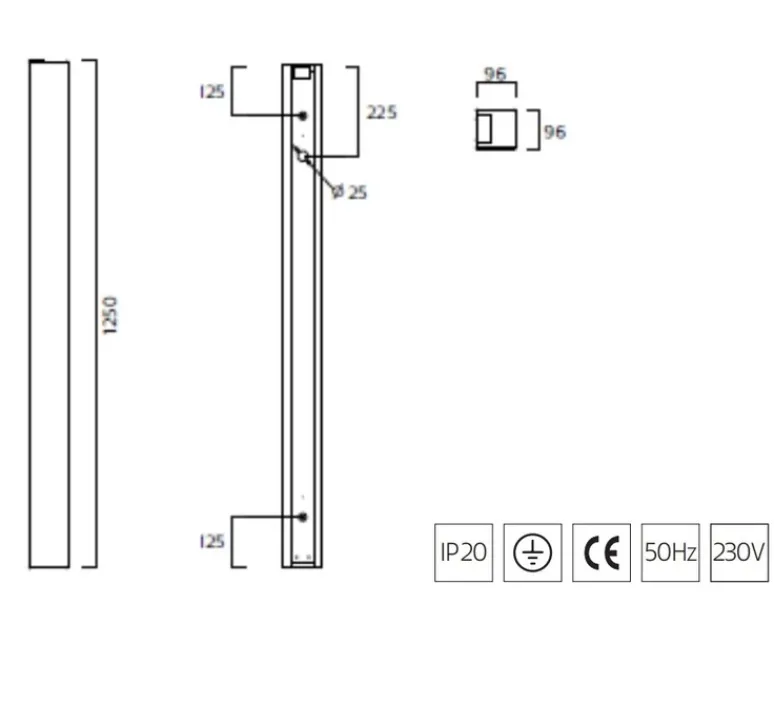 Suspension*Zero Suspension, Grid , , LED, 3000K, 1414 lm, L125cm, H9,6cm - aluminium
