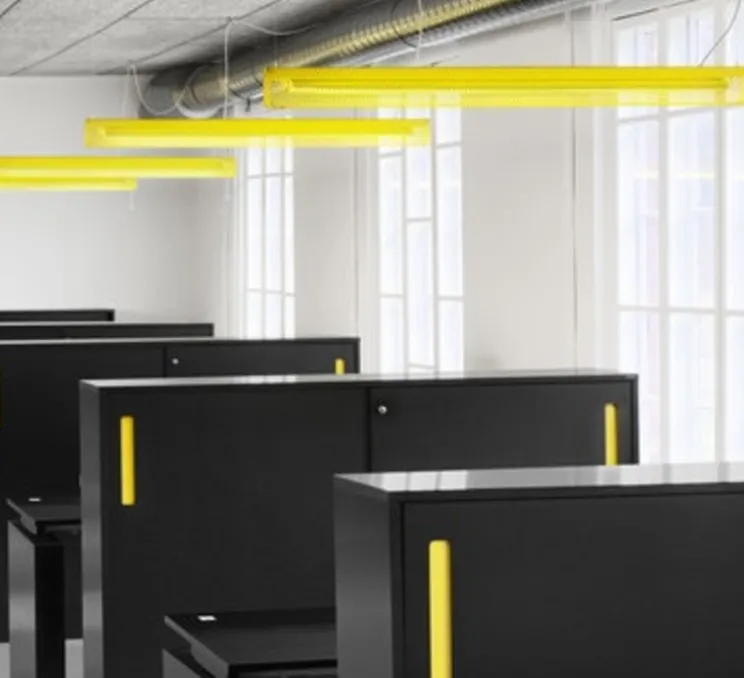 Suspension, Grid , jaune, LED, 3000K, 1414 lm, L125cm, H9,6cm - Zero