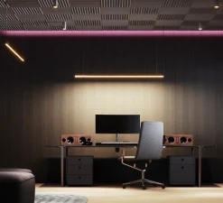 Suspension*Beneito Faure Suspension, Grip, , IP40, LED, 3000K, 3399 lm, Ø2,8cm, H141cm - noir, verre opal