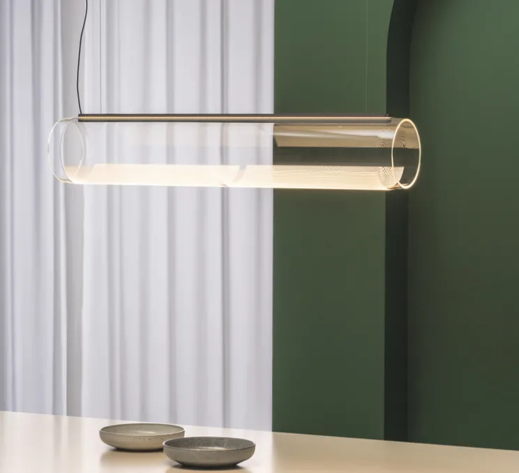 Suspension, Guise 2277, transparent, LED, DALI, 3000K, 2613lm, Ø16cm, H89cm - Vibia