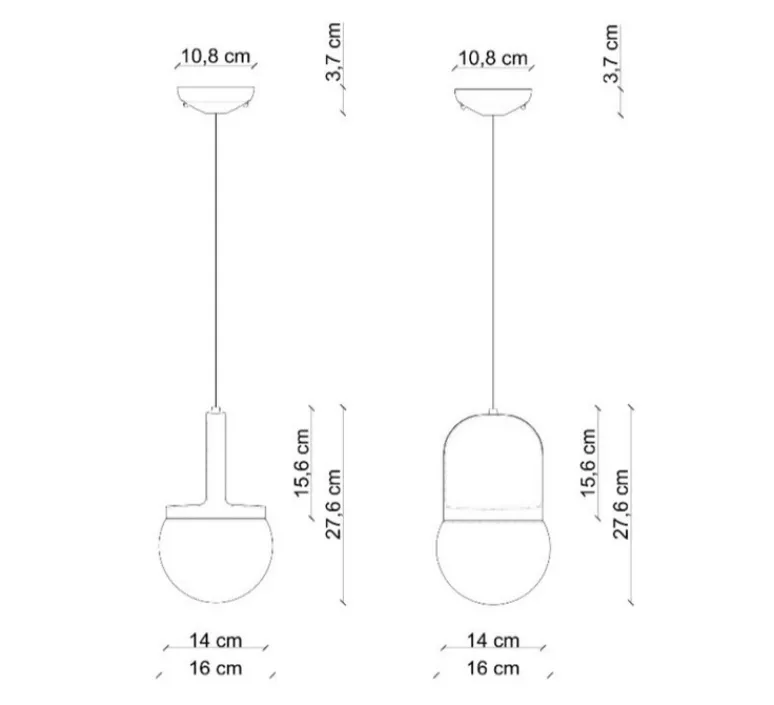 Suspension*Ferroluce Suspension, Habea C2781, , Ø16cm, H27,6cm - jaune