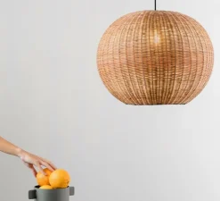 Suspension, Haka 530, noir, rotin, Ø53cm, H40cm - Faro