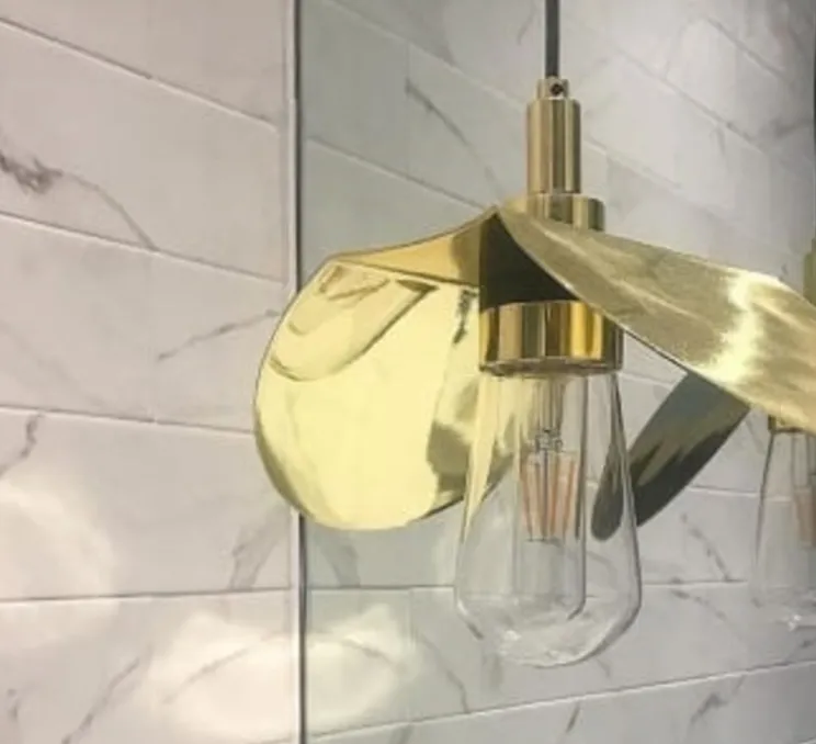 Suspension, Hali, laiton Poli, verre transparent, IP65, L28cm, H22- Mullan Lighting