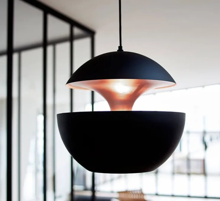 Suspension, Here comes the sun 350, noir, cuivre, Ø35cm, P35cm - Dcw editions
