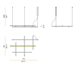 Suspension*Panzeri Suspension, Hilow, émission élevée, , LED, 2700K, 5045lm, L113cm, H7cm - titane