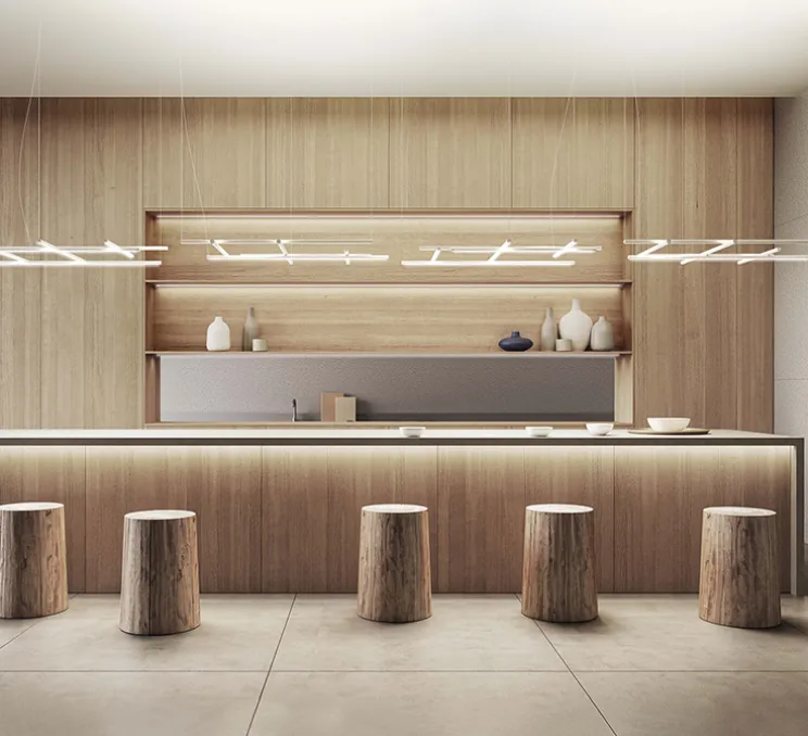 Suspension, Hilow, émission élevée, blanc, LED, 2700K, 5045lm, L113cm, H7cm - Panzeri