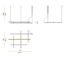 Suspension, Hilow, émission élevée, blanc, LED, 2700K, 5045lm, L113cm, H7cm - Panzeri