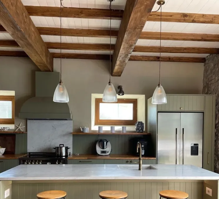 Suspension, Holophane, transparent, laiton antique, Ø20cm, H30cm - Mullan Lighting