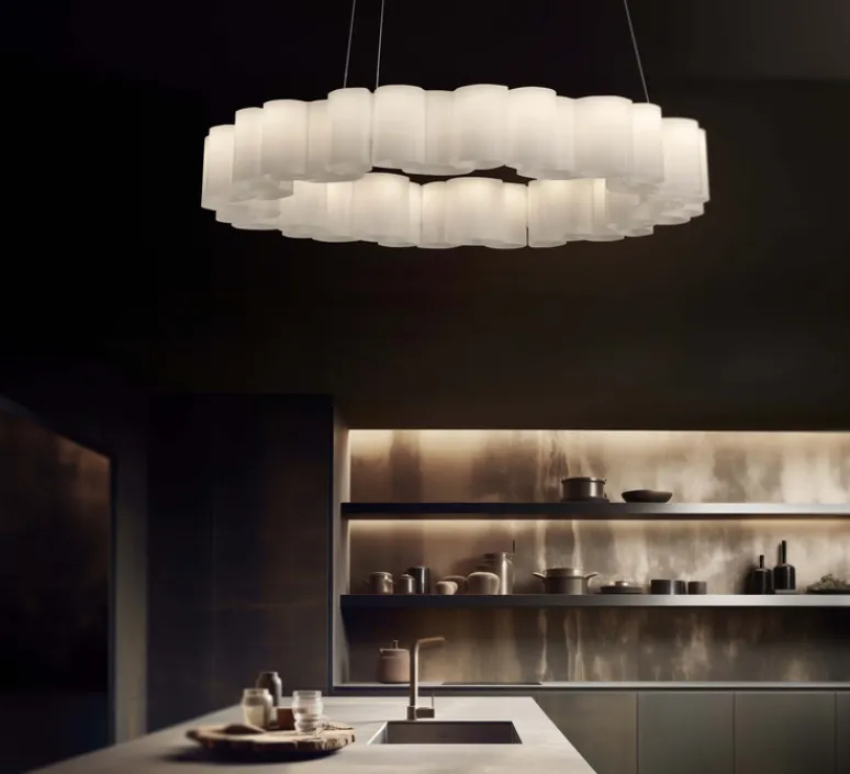 Suspension*Stilnovo Suspension, Honey, , LED, dim, 2700K, 5379 lm, Ø86cm, H15cm - blanc