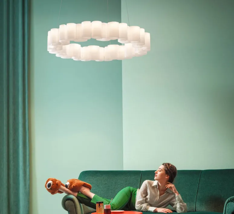 Suspension*Stilnovo Suspension, Honey, , LED, dim, 2700K, 5379 lm, Ø86cm, H15cm - blanc